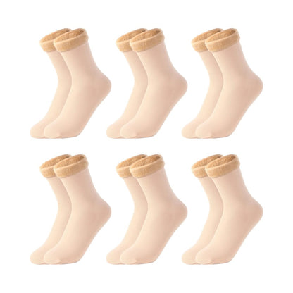 6 pares de meias térmicas unisex de veludo e náilon