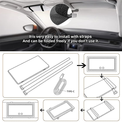 Espelho de maquilhagem para carro recarregável com 3 modos de luz 60 Leds - Marcopolo Serrasul