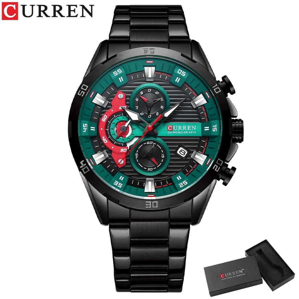 CURREN New Chronograph Men Watches for Sport Casual Stainless Steel Luminous Wristwatches for Male Creative Design Quartz Clock - Marcopolo Serrasul