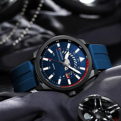 CURREN Fashion Men Watch Top Brand Luxury Waterproof Sport Mens Watches Silicone Automatic Date Military Wristwatch - Marcopolo Serrasul