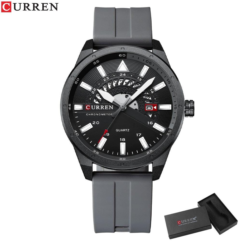 CURREN Fashion Men Watch Top Brand Luxury Waterproof Sport Mens Watches Silicone Automatic Date Military Wristwatch - Marcopolo Serrasul